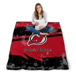 custom new jersey devils brushstroke layers red quilt blanket best selling