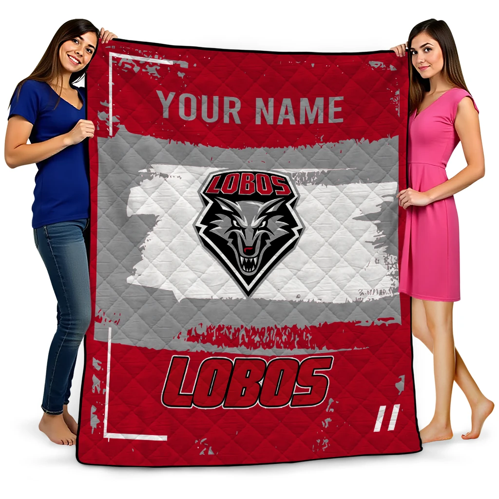 custom new mexico lobos grunge patch red white quilt blanket best selling