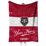 custom new mexico lobos hibiscus burst red white quilt blanket best selling