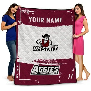 custom new mexico state aggies grunge patch crimson white quilt blanket best selling