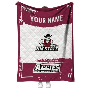 custom new mexico state aggies grunge patch crimson white quilt blanket fashion forward