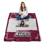 custom new mexico state aggies grunge patch crimson white quilt blanket best selling