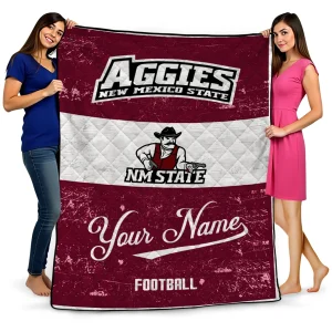 custom new mexico state aggies hibiscus burst crimson white quilt blanket best selling