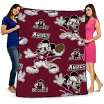 custom new mexico state aggies mickey football crimson quilt blanket best selling