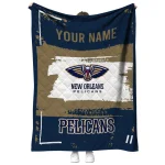 custom new orleans pelicans grunge patch navy white quilt blanket best selling