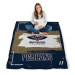 custom new orleans pelicans grunge patch navy white quilt blanket best selling