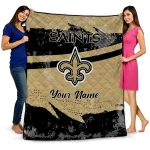 custom new orleans saints brushstroke layers gold quilt blanket best selling