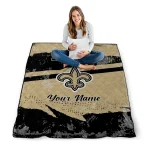 custom new orleans saints brushstroke layers gold quilt blanket best selling