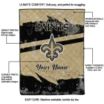 custom new orleans saints brushstroke layers gold quilt blanket best selling