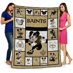 custom new orleans saints mickey crimson gold white quilt blanket best selling