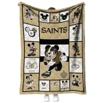 custom new orleans saints mickey crimson gold white quilt blanket best selling