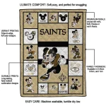 custom new orleans saints mickey crimson gold white quilt blanket best selling