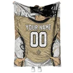 custom new orleans saints player sketch gold gray quilt blanket best selling