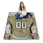 custom new orleans saints player sketch gold gray quilt blanket best selling