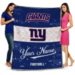 custom new york giants hibiscus burst blue white quilt blanket best selling