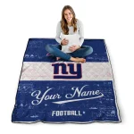custom new york giants hibiscus burst blue white quilt blanket best selling