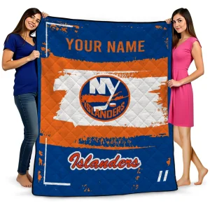 custom new york islanders grunge patch blue white quilt blanket best selling