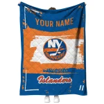 custom new york islanders grunge patch blue white quilt blanket best selling