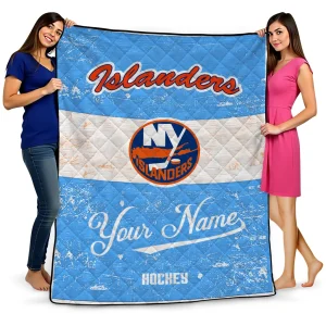 custom new york islanders pinstripe lines blue white quilt blanket best selling