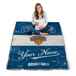 custom new york knicks helmet fan blue white quilt blanket best selling