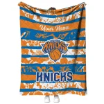 custom new york knicks layered florals blue white quilt blanket best selling