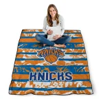 custom new york knicks layered florals blue white quilt blanket best selling
