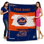 custom new york mets grunge patch blue white quilt blanket best selling
