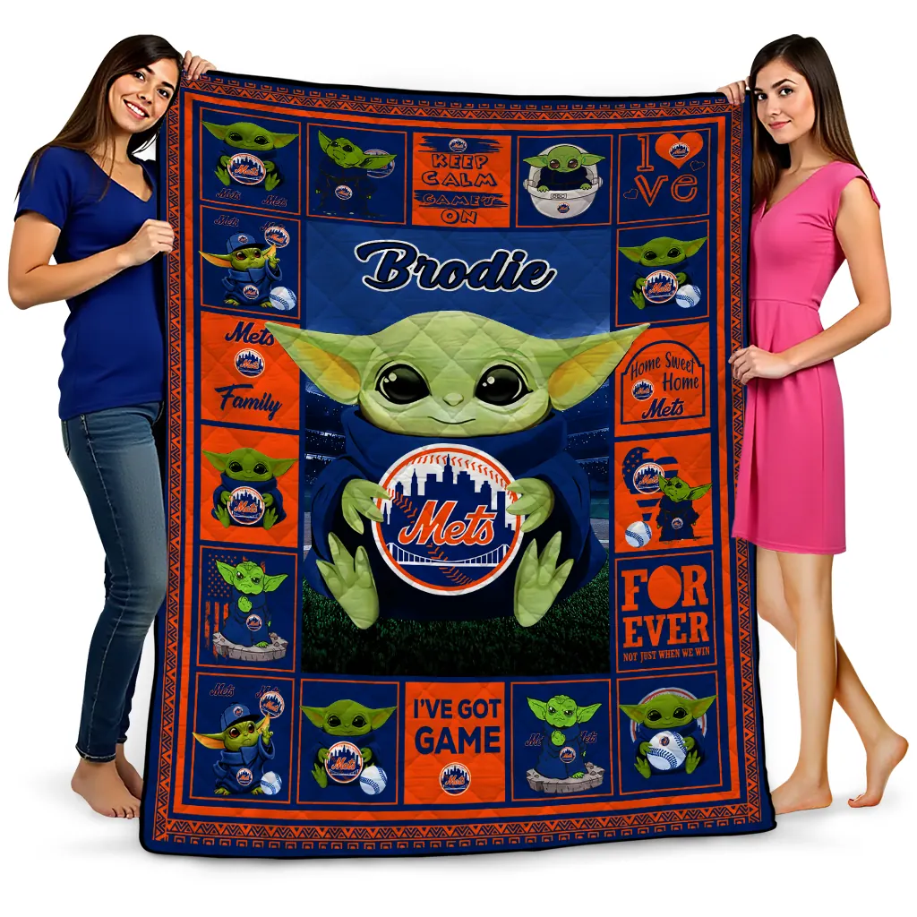 custom new york mets yody baby motif blue quilt blanket best selling custom new york mets yody baby motif blue quilt blanket best selling
