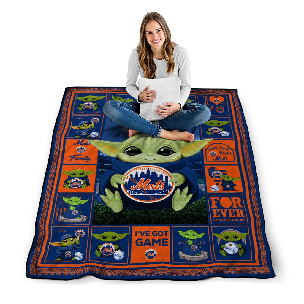 custom new york mets yody baby motif blue quilt blanket high quality custom new york mets yody baby motif blue quilt blanket high quality