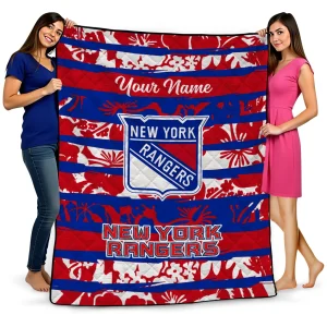 custom new york rangers layered florals blue white quilt blanket best selling