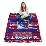 custom new york rangers layered florals blue white quilt blanket best selling