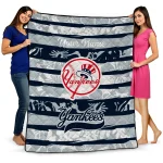 custom new york yankees layered florals navy white quilt blanket best selling