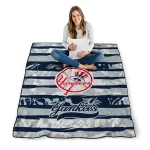 custom new york yankees layered florals navy white quilt blanket best selling