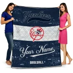 custom new york yankees snoopy victory navy white quilt blanket best selling