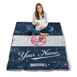 custom new york yankees snoopy victory navy white quilt blanket best selling