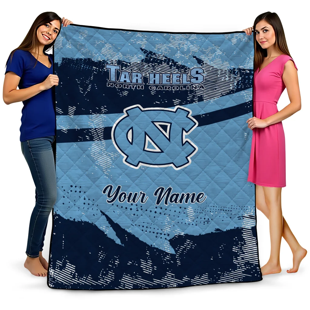 custom north carolina tar heels brushstroke layers light blue quilt blanket best selling
