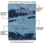 custom north carolina tar heels brushstroke layers light blue quilt blanket best selling