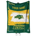 custom north dakota state bison grunge patch green white quilt blanket best selling