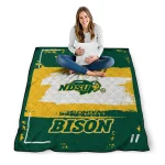 custom north dakota state bison grunge patch green white quilt blanket best selling