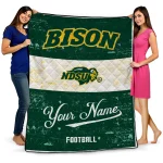 custom north dakota state bison hibiscus burst green white quilt blanket best selling
