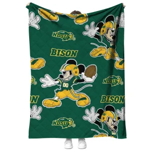 custom north dakota state bison mickey football green quilt blanket fashion forward