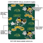 custom north dakota state bison mickey football green quilt blanket best selling