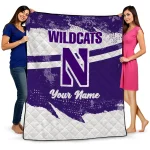 custom northwestern wildcats brushstroke layers purple quilt blanket best selling