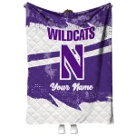 custom northwestern wildcats brushstroke layers purple quilt blanket best selling