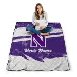custom northwestern wildcats brushstroke layers purple quilt blanket best selling