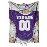 custom northwestern wildcats player sketch purple gray quilt blanket best selling