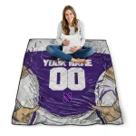 custom northwestern wildcats player sketch purple gray quilt blanket best selling