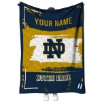 custom notre dame fighting irish grunge patch navy white quilt blanket best selling
