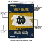 custom notre dame fighting irish grunge patch navy white quilt blanket best selling