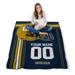 custom notre dame fighting irish helmet theme navy quilt blanket best selling